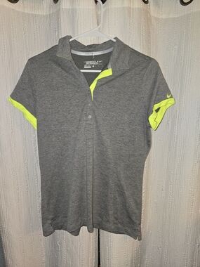Nike Gray Polo with Neon Yellow Trim